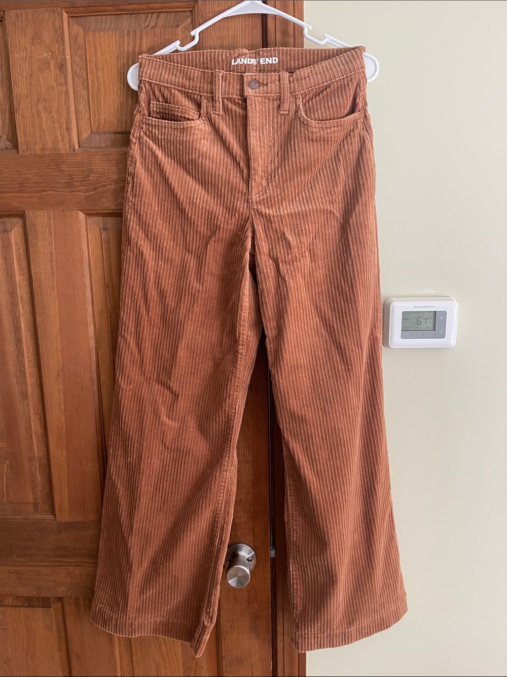 Lands' End Women's Wide-Leg Corduroy Pants in Copper